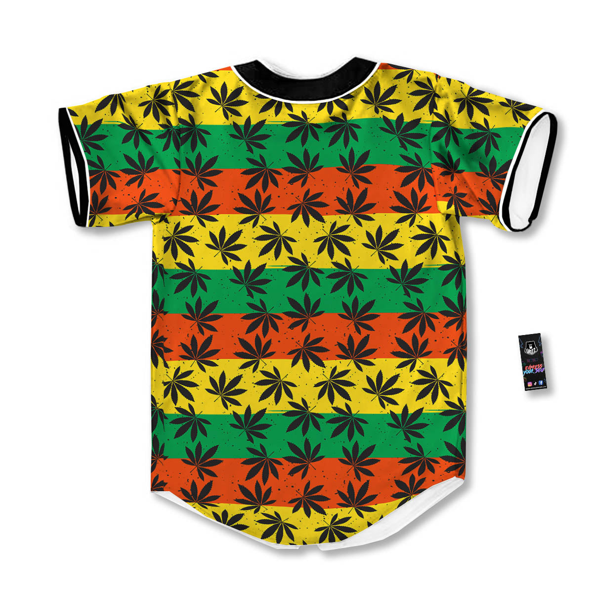 Reggae Hemp Leaves Classic Print Pattern Baseball Jersey-grizzshop