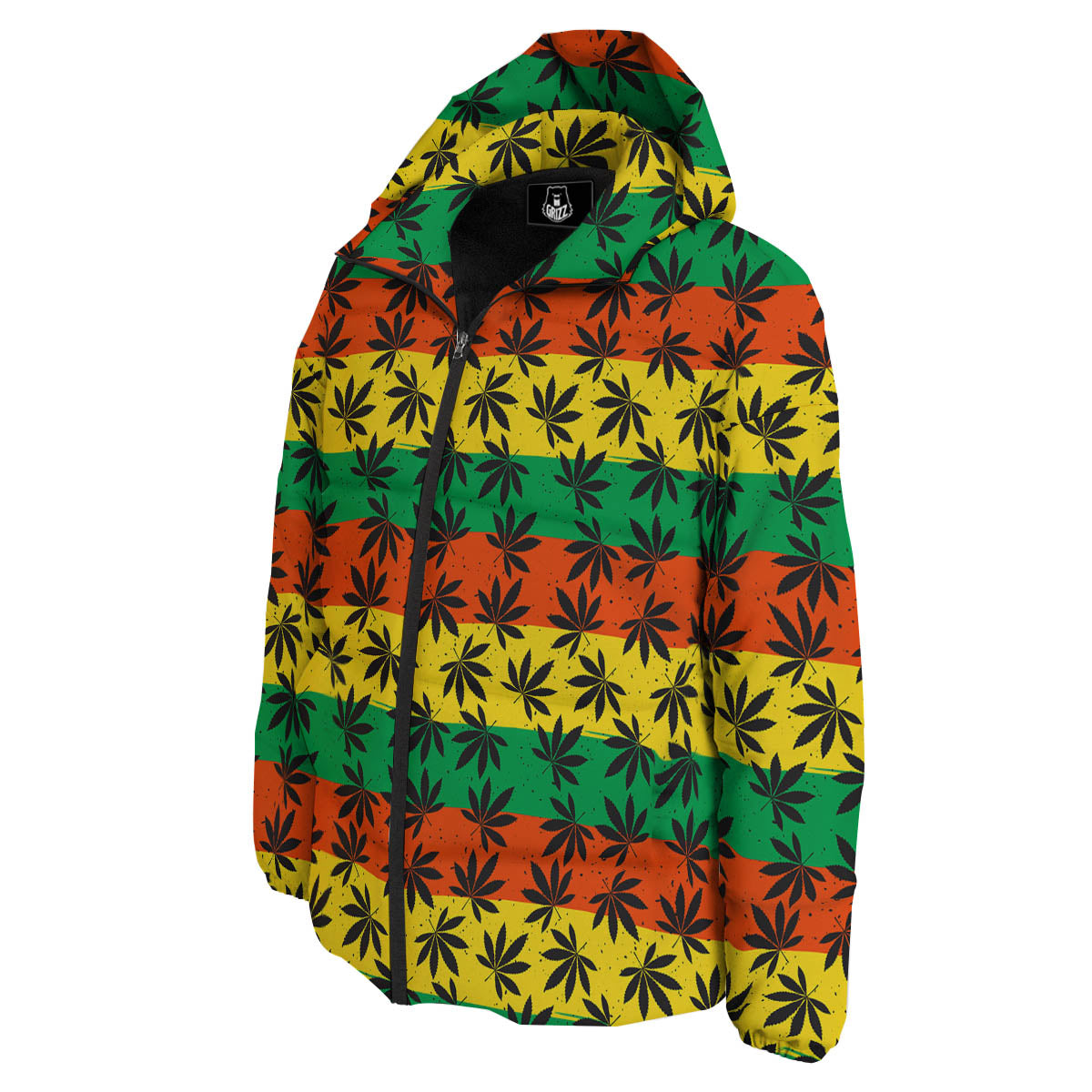 Reggae Hemp Leaves Classic Print Pattern Down Jacket-grizzshop