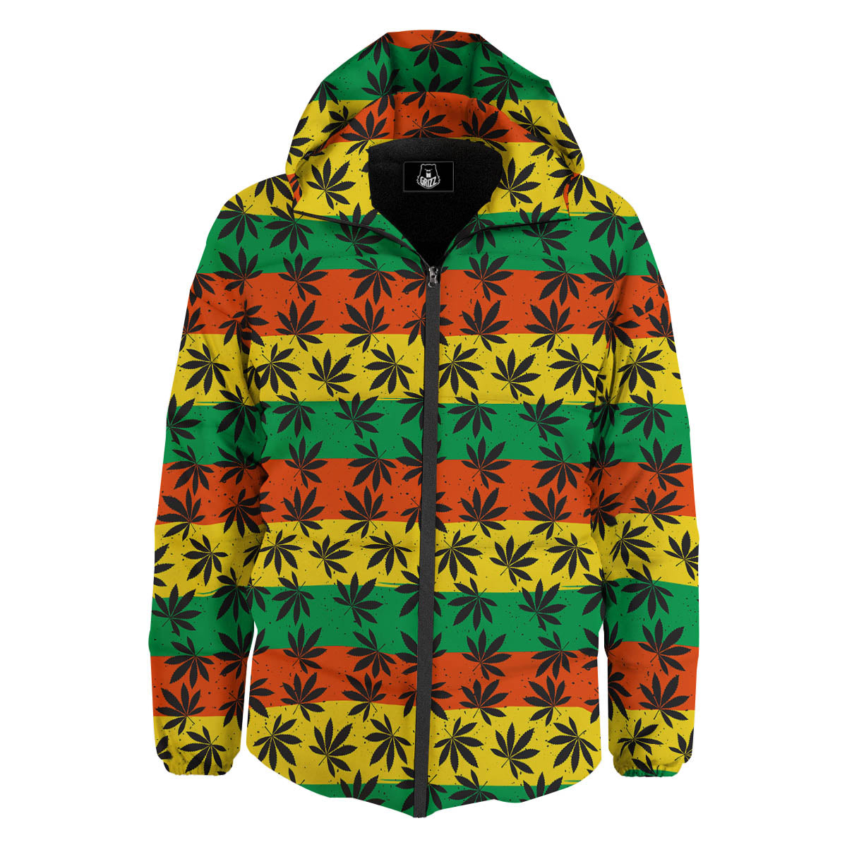 Reggae Hemp Leaves Classic Print Pattern Down Jacket-grizzshop