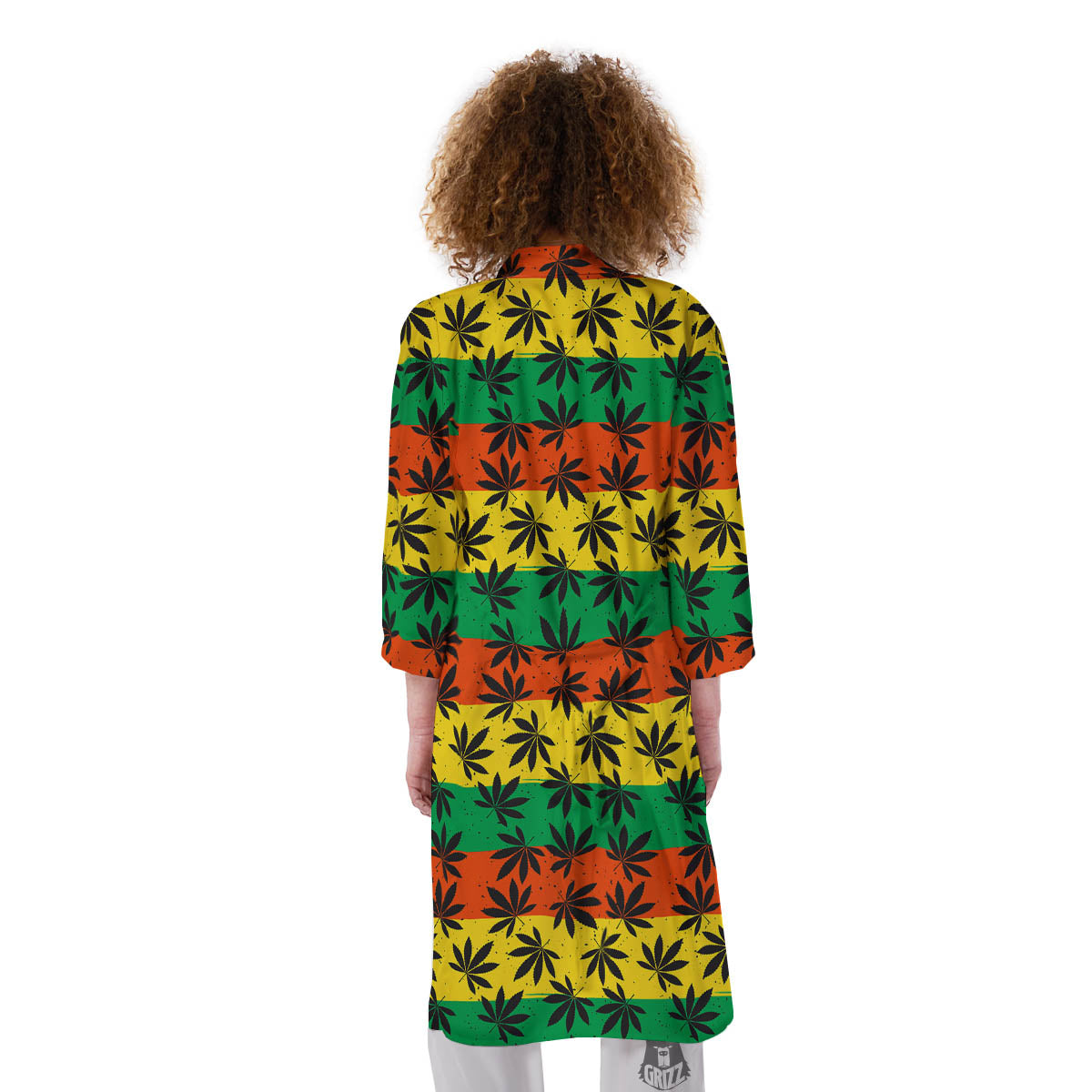 Reggae Hemp Leaves Classic Print Pattern Kimono-grizzshop