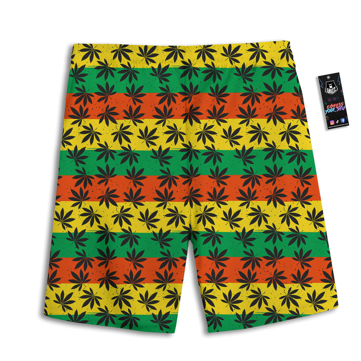 Reggae Hemp Leaves Classic Print Pattern Men's Athletic Shorts-grizzshop