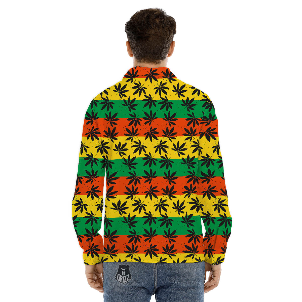 Reggae Hemp Leaves Classic Print Pattern Men's Dress Shirts-grizzshop