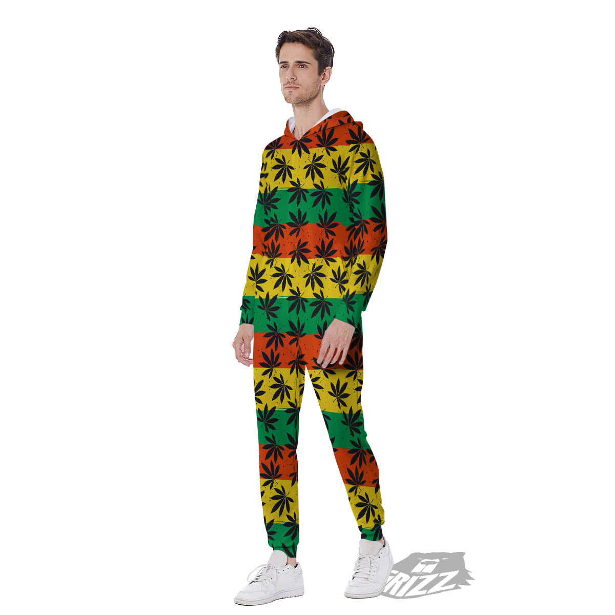 Reggae Hemp Leaves Classic Print Pattern Men's Jumpsuit-grizzshop