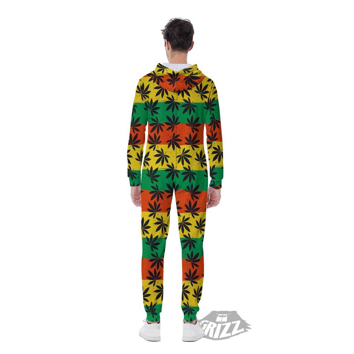 Reggae Hemp Leaves Classic Print Pattern Men's Jumpsuit-grizzshop