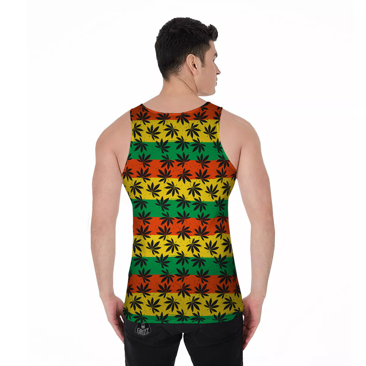 Reggae Hemp Leaves Classic Print Pattern Men's Tank Top-grizzshop