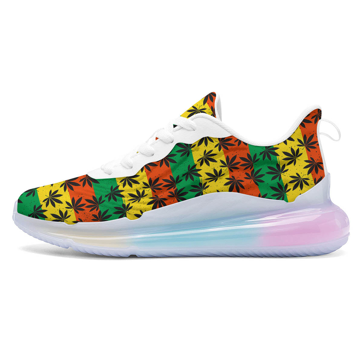 Reggae Hemp Leaves Classic Print Pattern Running Sneakers-grizzshop