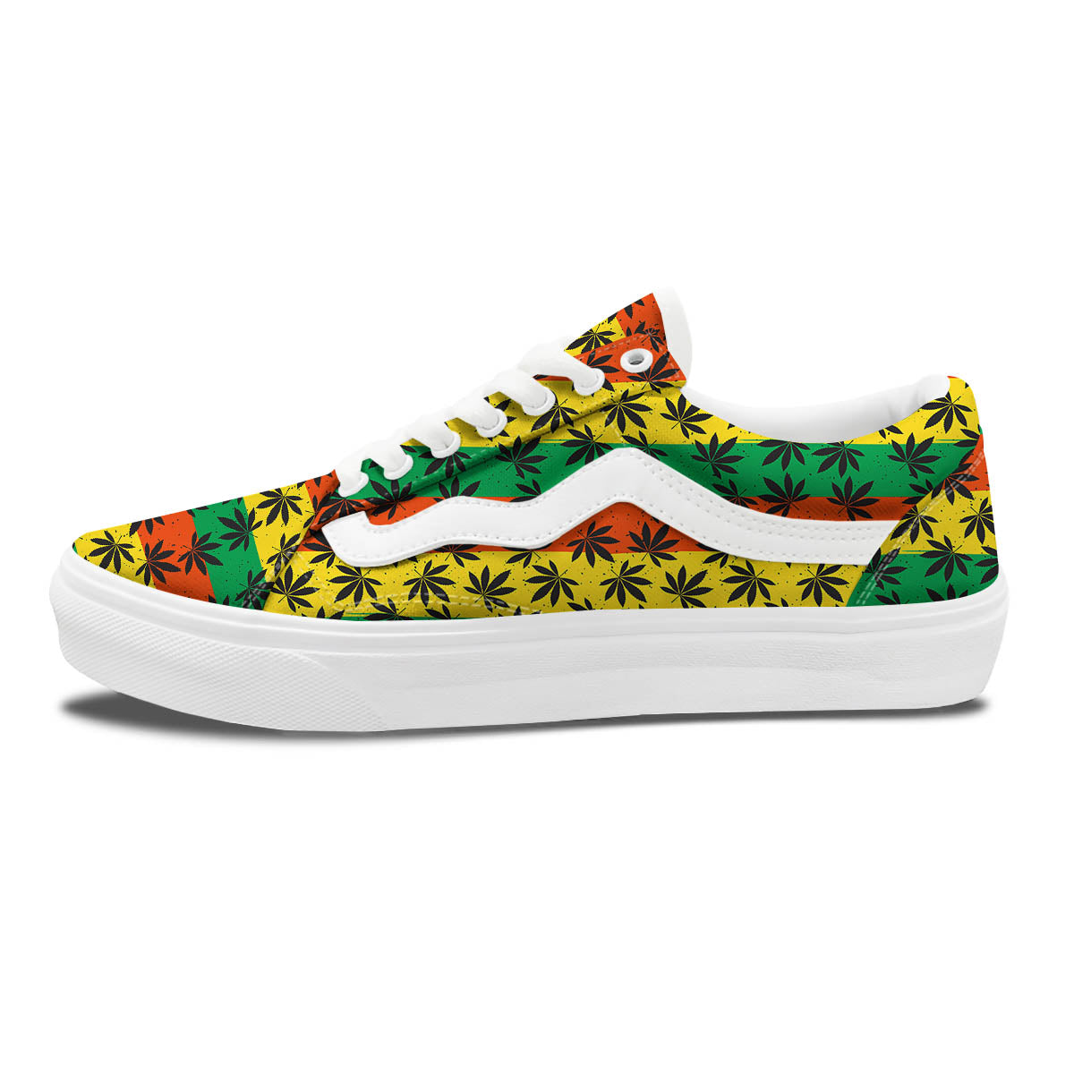 Reggae Hemp Leaves Classic Print Pattern Skate Shoes-grizzshop