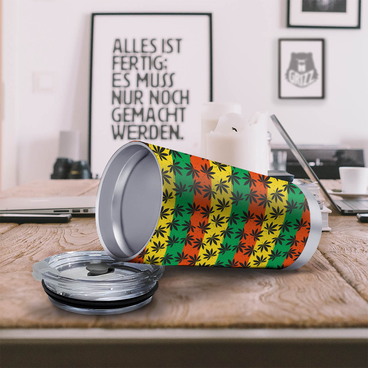 Reggae Hemp Leaves Classic Print Pattern Tumbler-grizzshop