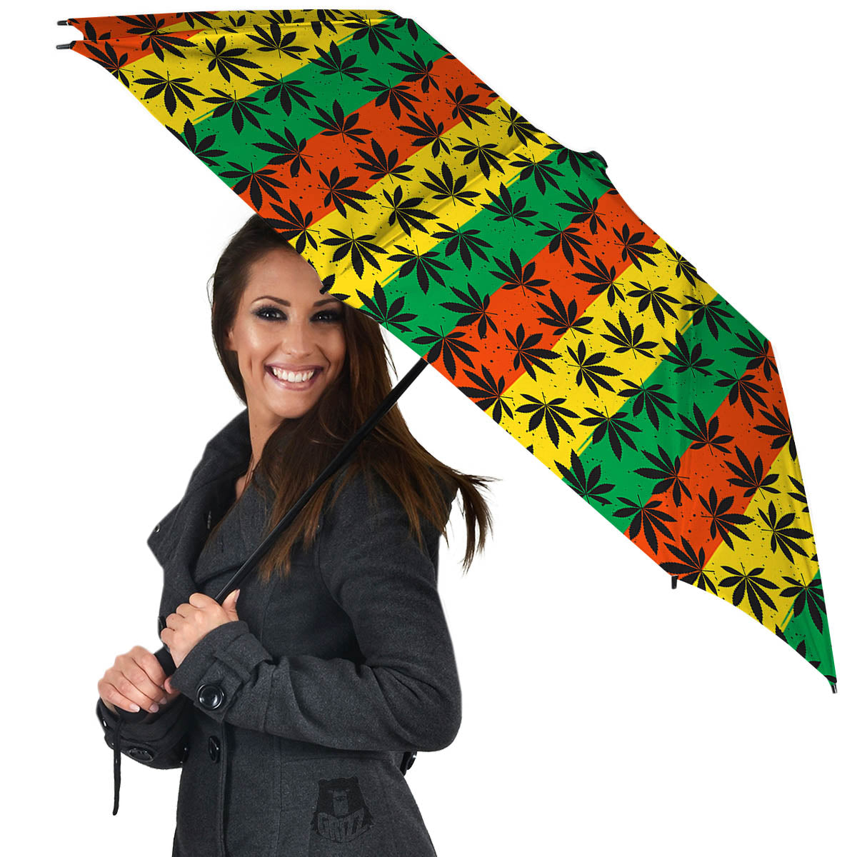 Reggae Hemp Leaves Classic Print Pattern Umbrella-grizzshop
