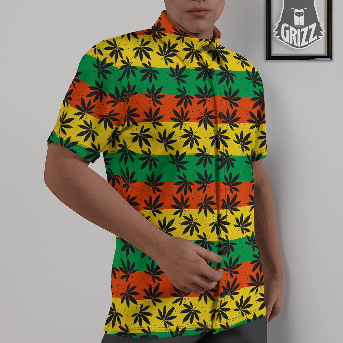 Reggae Hemp Leaves Classic Print Pattern Untucked Shirts-grizzshop