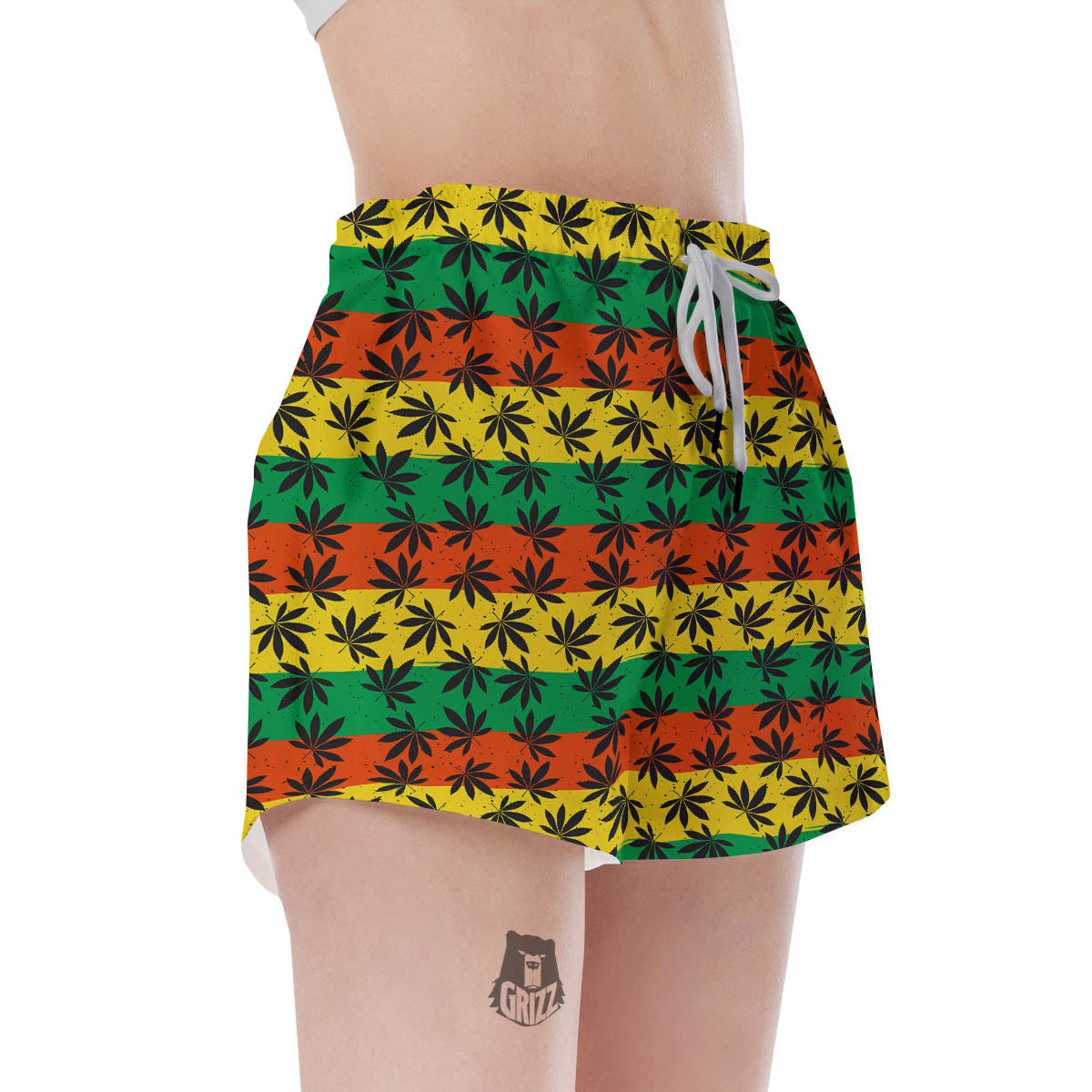 Reggae Hemp Leaves Classic Print Pattern Women's Shorts-grizzshop