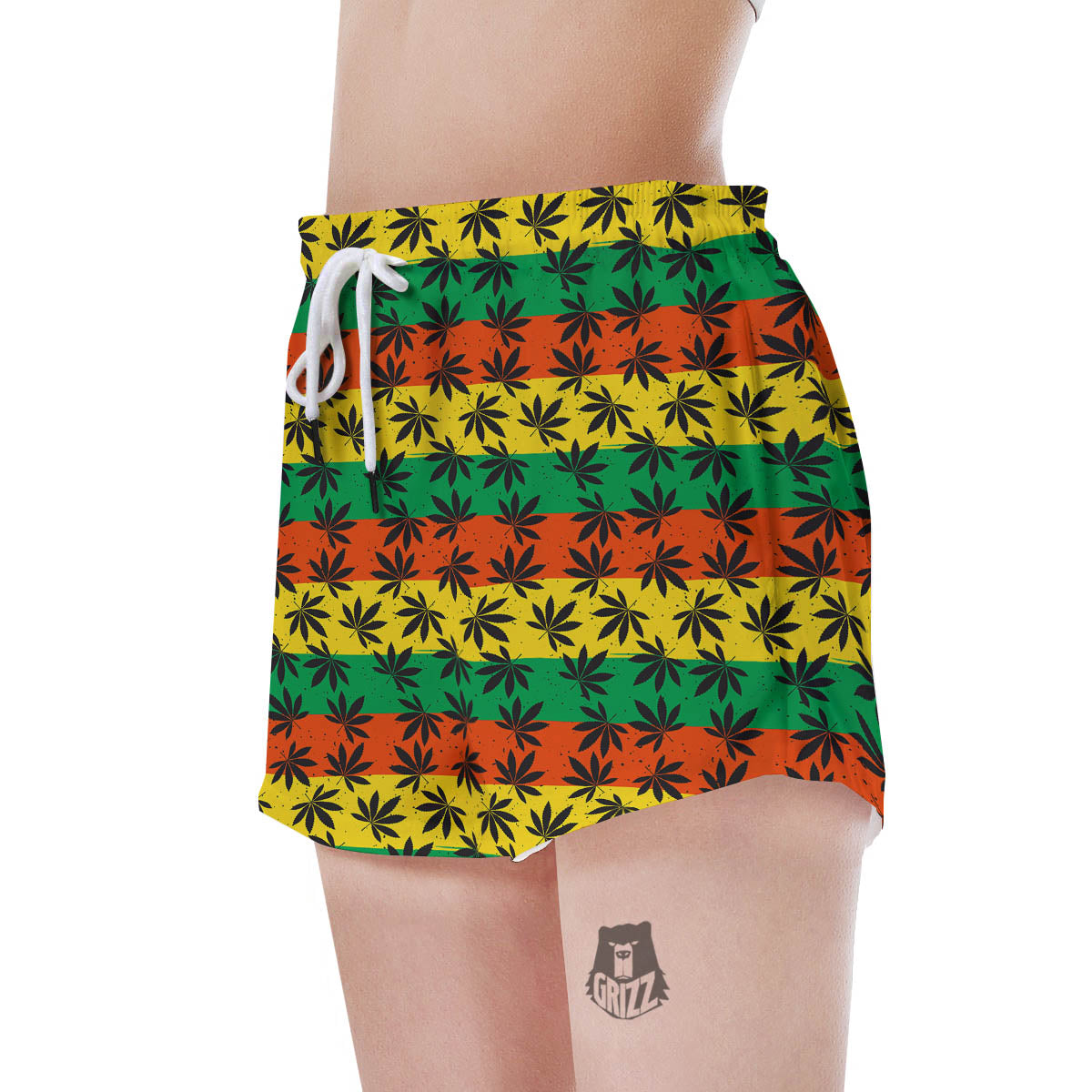 Reggae Hemp Leaves Classic Print Pattern Women's Shorts-grizzshop