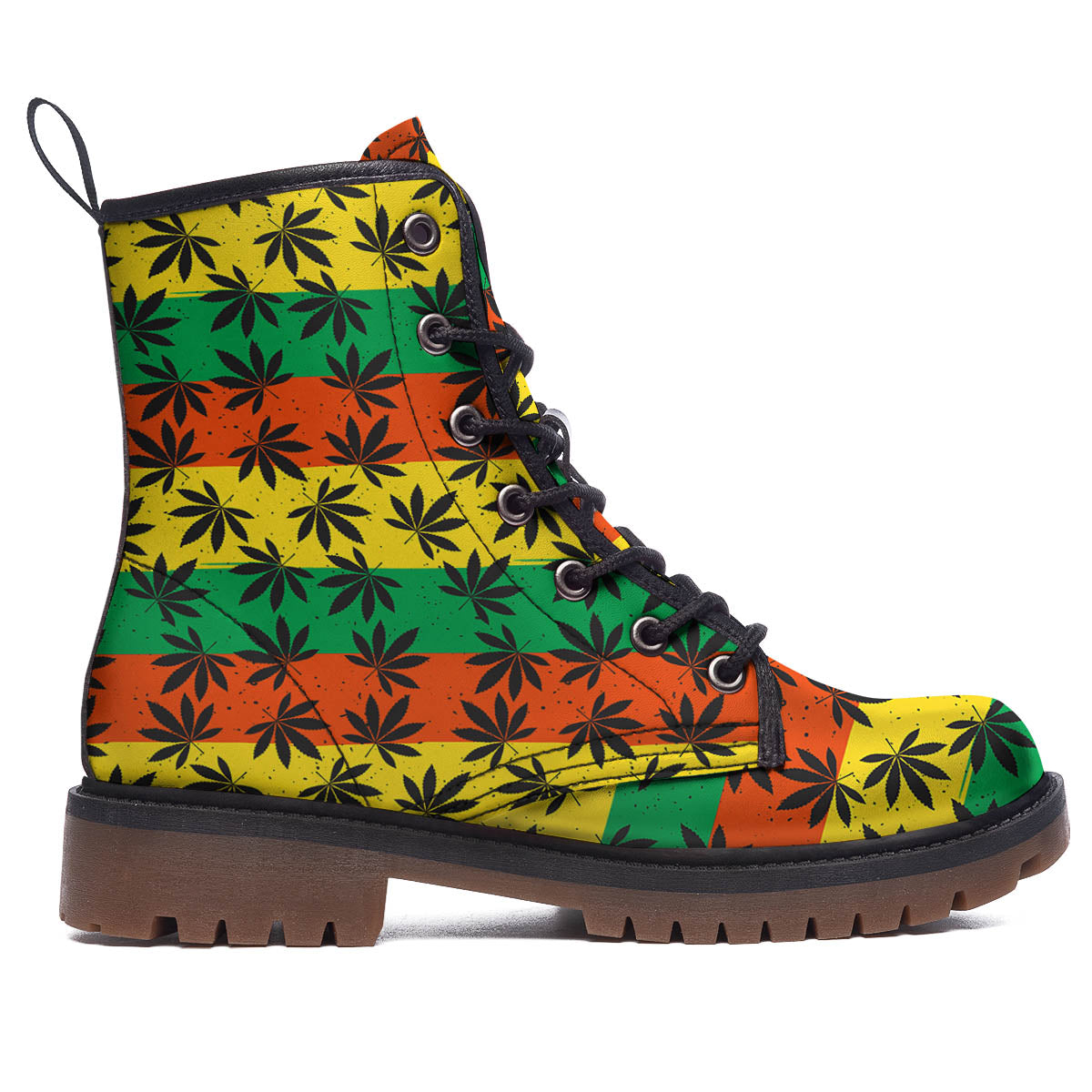 Reggae Hemp Leaves Classic Print Pattern Work Boots-grizzshop