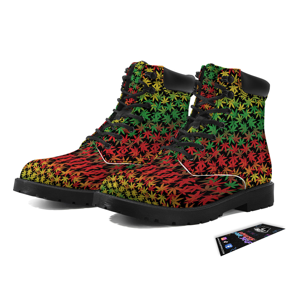 Reggae Hemp Leaves Print Pattern Boots-grizzshop
