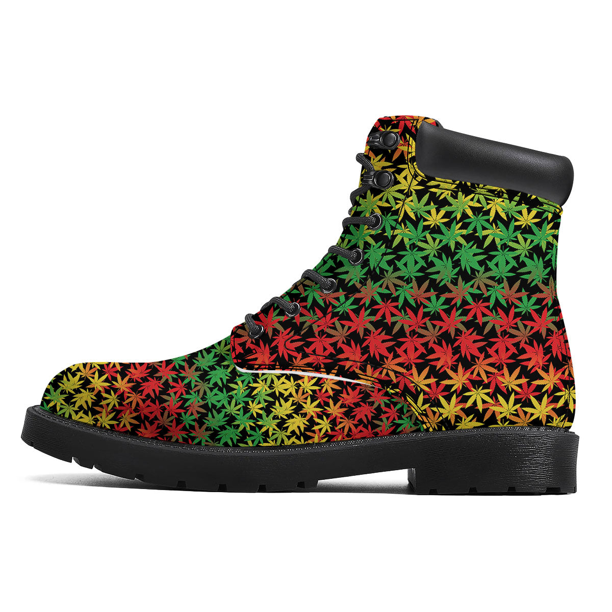 Reggae Hemp Leaves Print Pattern Boots-grizzshop