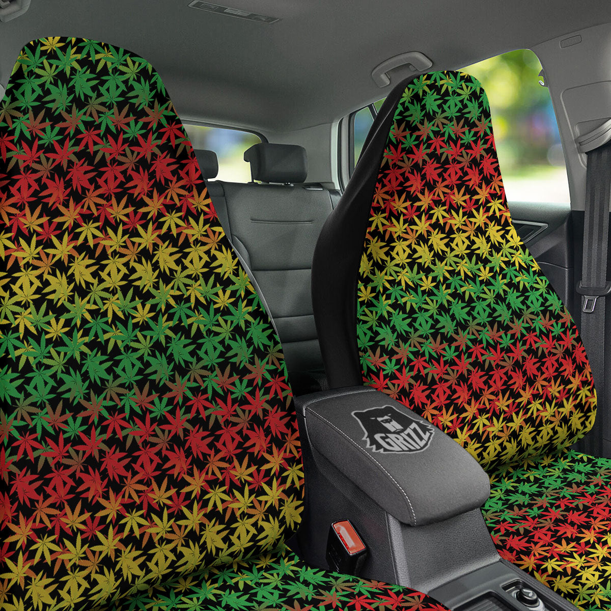 Reggae Hemp Leaves Print Pattern Car Seat Covers-grizzshop
