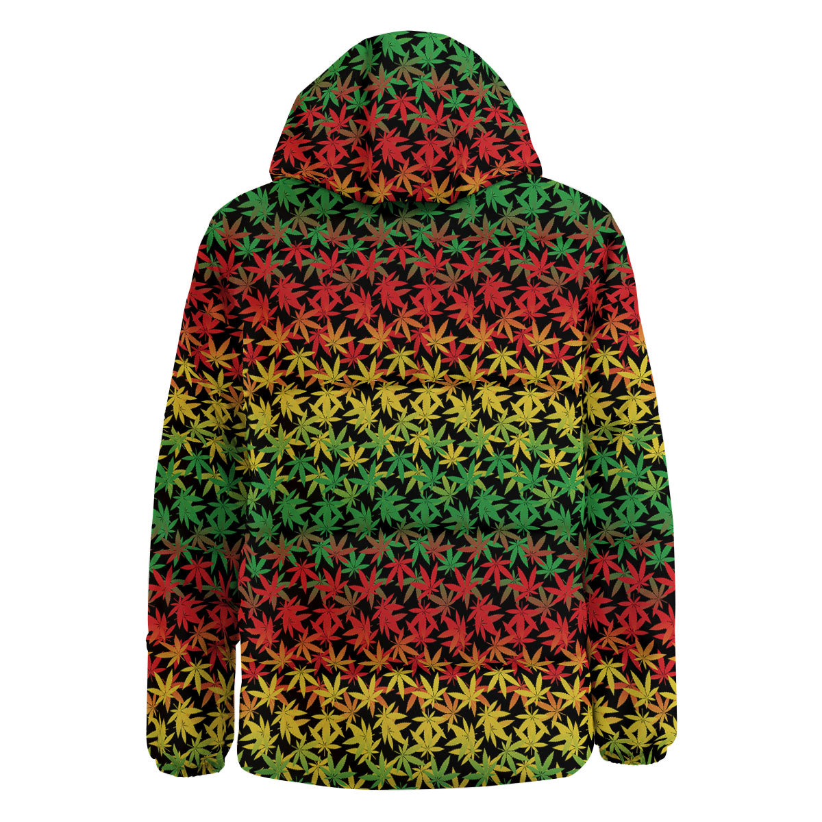 Reggae Hemp Leaves Print Pattern Down Jacket-grizzshop