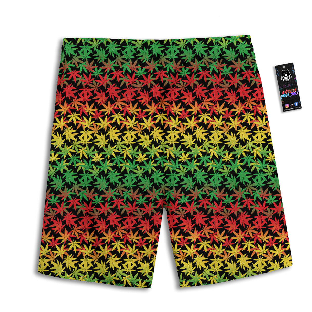 Reggae Hemp Leaves Print Pattern Men's Athletic Shorts-grizzshop