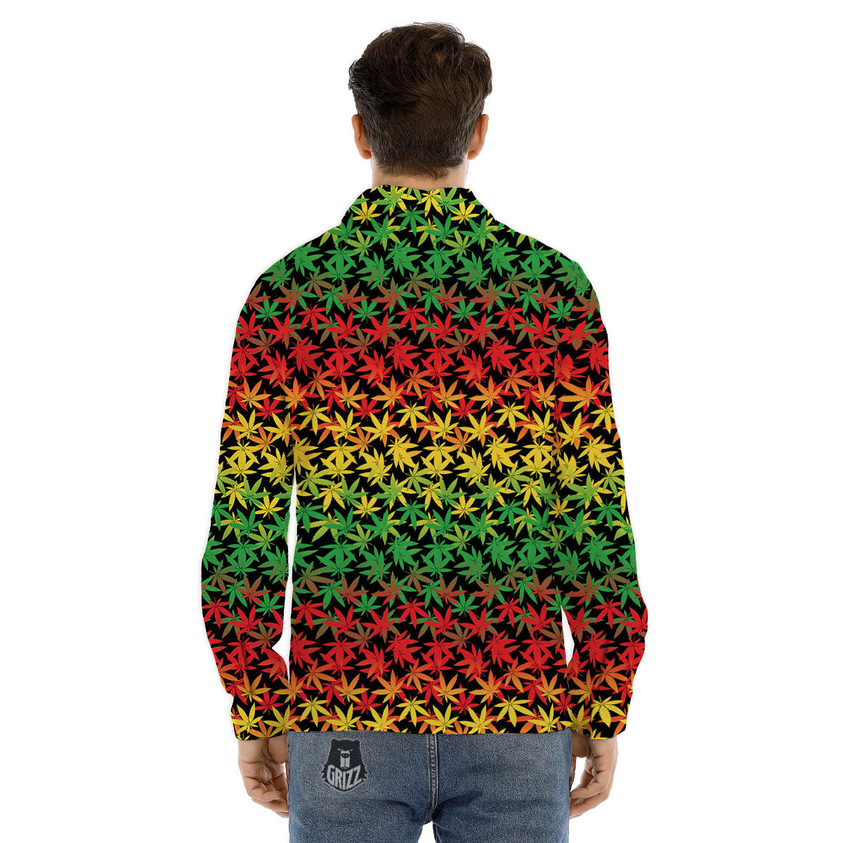 Reggae Hemp Leaves Print Pattern Men's Dress Shirts-grizzshop
