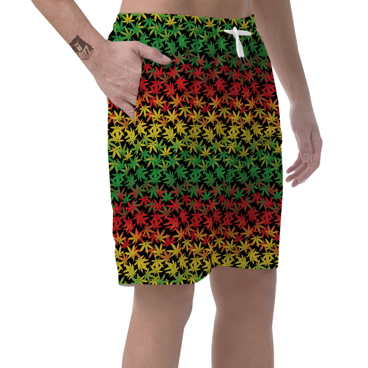 Reggae Hemp Leaves Print Pattern Men's Shorts-grizzshop