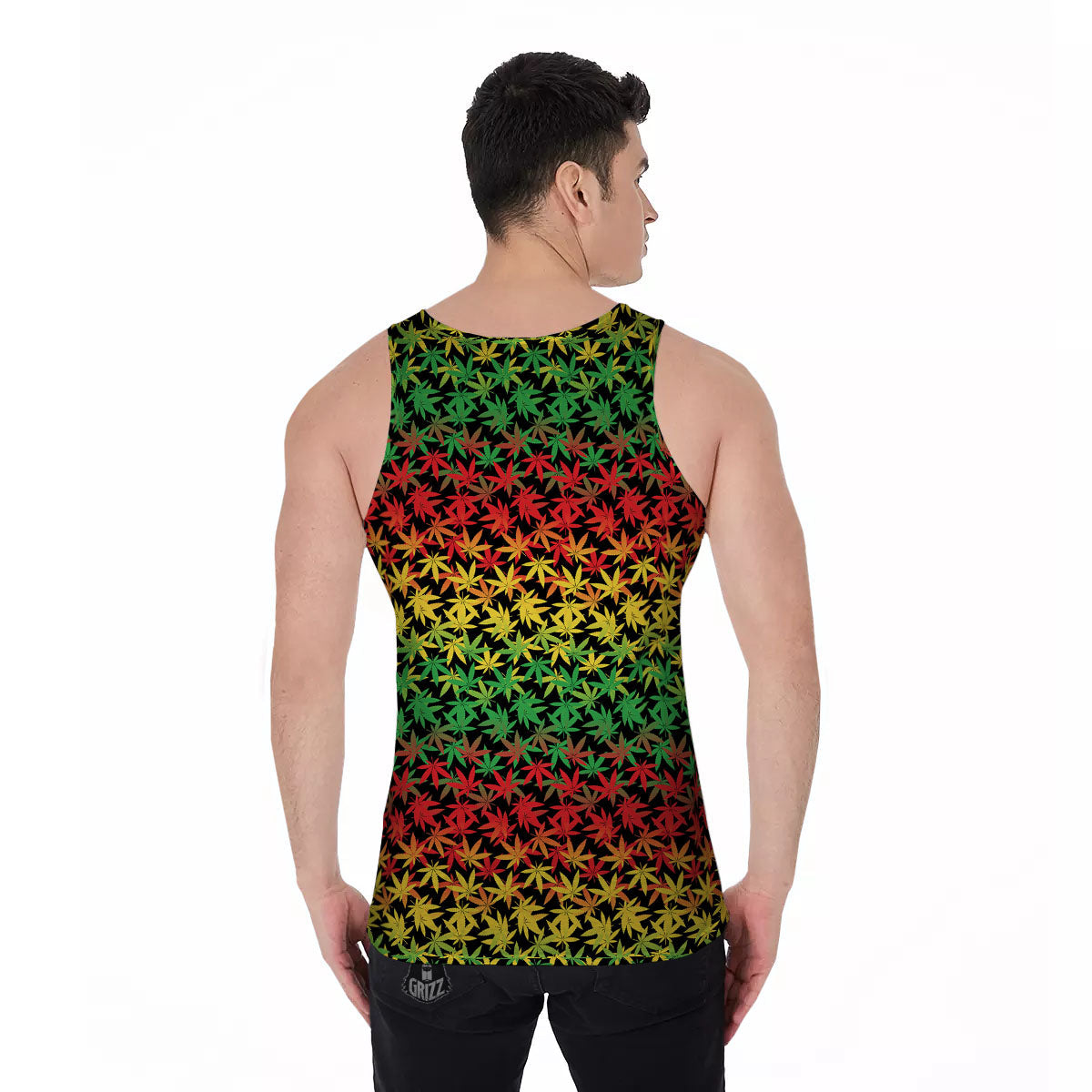 Reggae Hemp Leaves Print Pattern Men's Tank Top-grizzshop