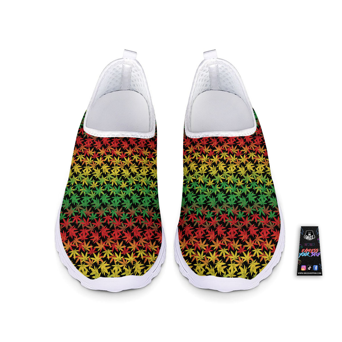 Reggae Hemp Leaves Print Pattern Nurse Shoes-grizzshop