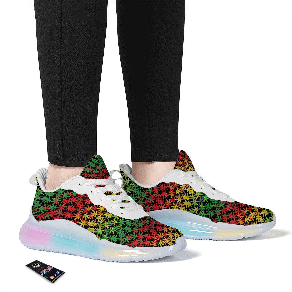 Reggae Hemp Leaves Print Pattern Running Sneakers-grizzshop