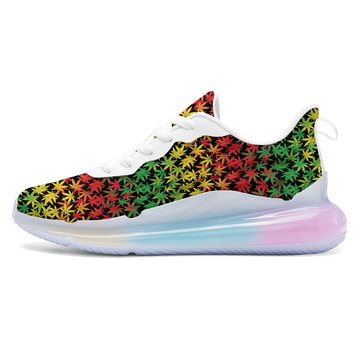 Reggae Hemp Leaves Print Pattern Running Sneakers-grizzshop