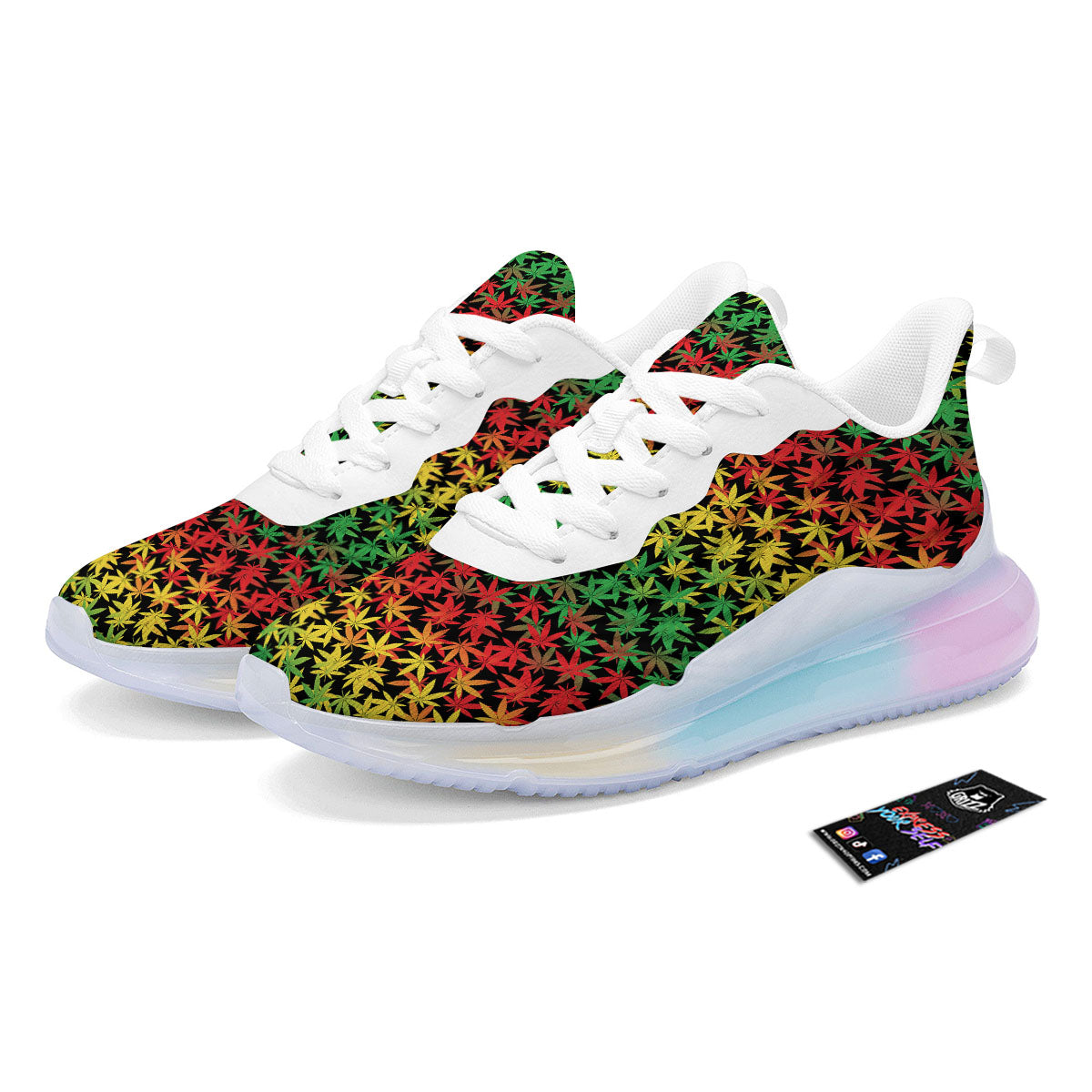 Reggae Hemp Leaves Print Pattern Running Sneakers-grizzshop
