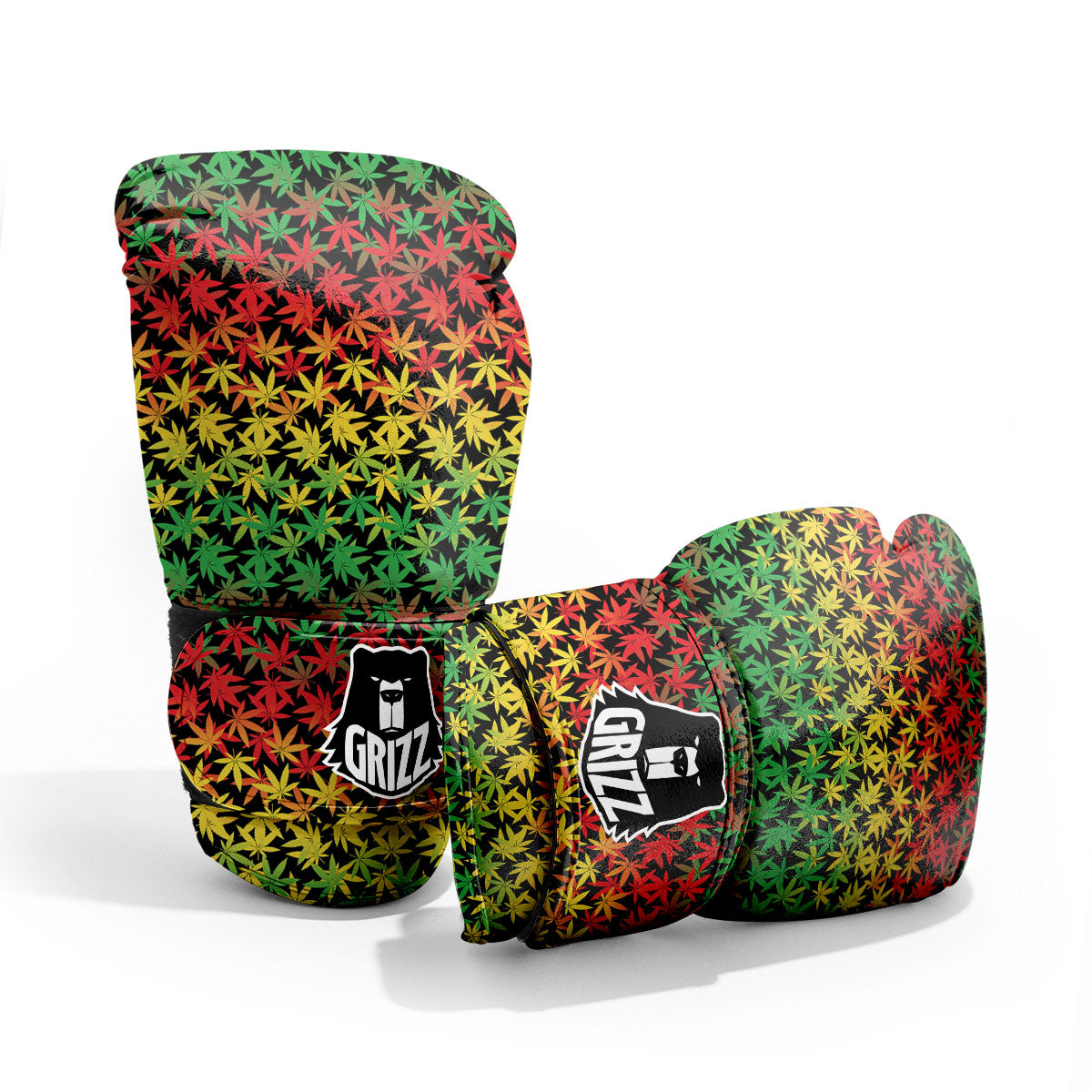 Reggae Hemp Leaves Print Pattern Sparring Gloves-grizzshop