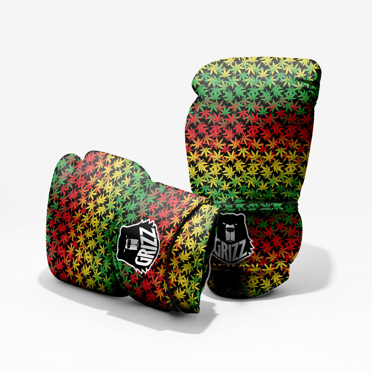 Reggae Hemp Leaves Print Pattern Sparring Gloves-grizzshop
