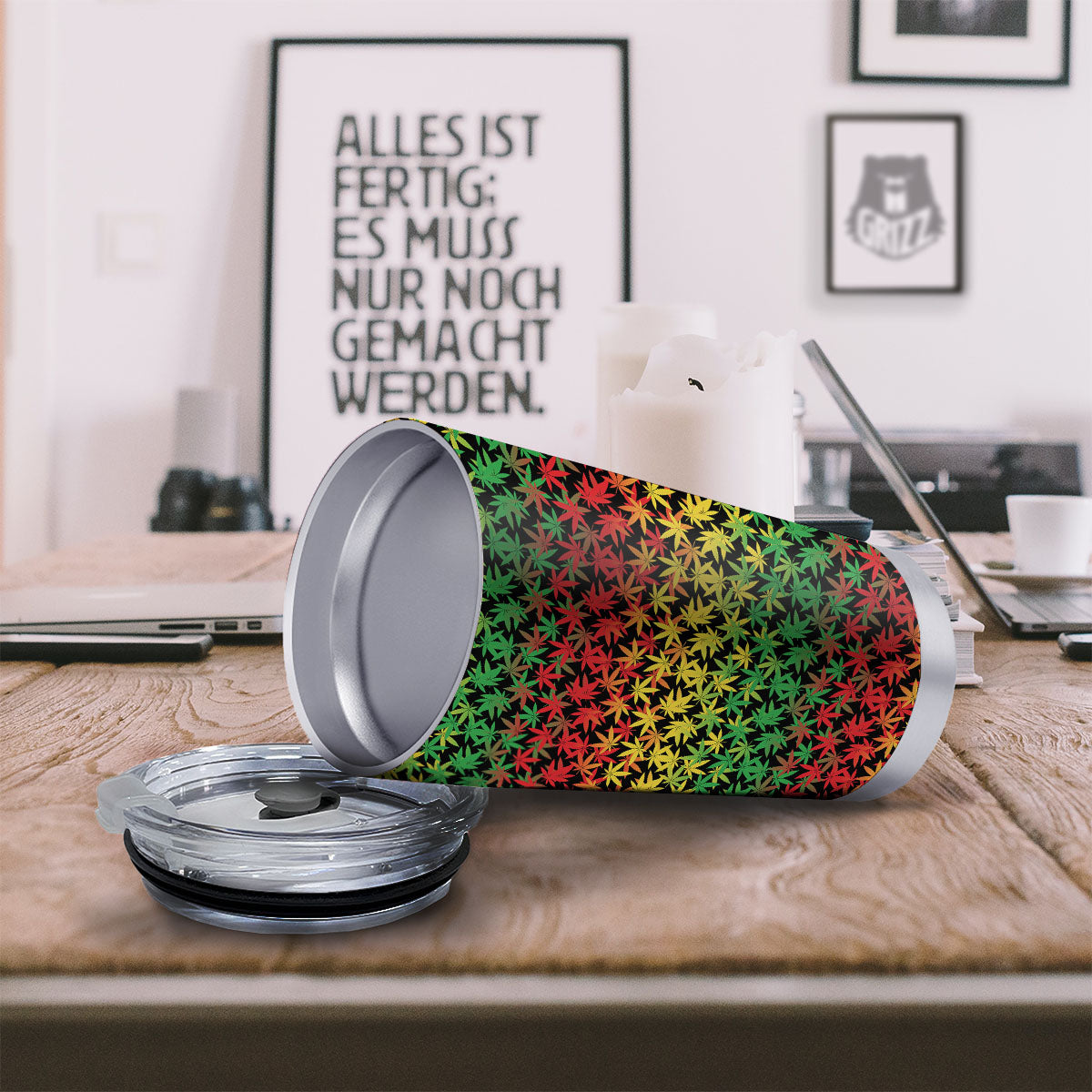 Reggae Hemp Leaves Print Pattern Tumbler-grizzshop