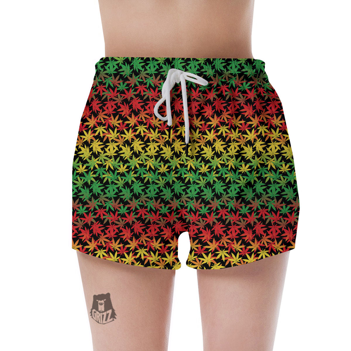 Reggae Hemp Leaves Print Pattern Women's Shorts-grizzshop