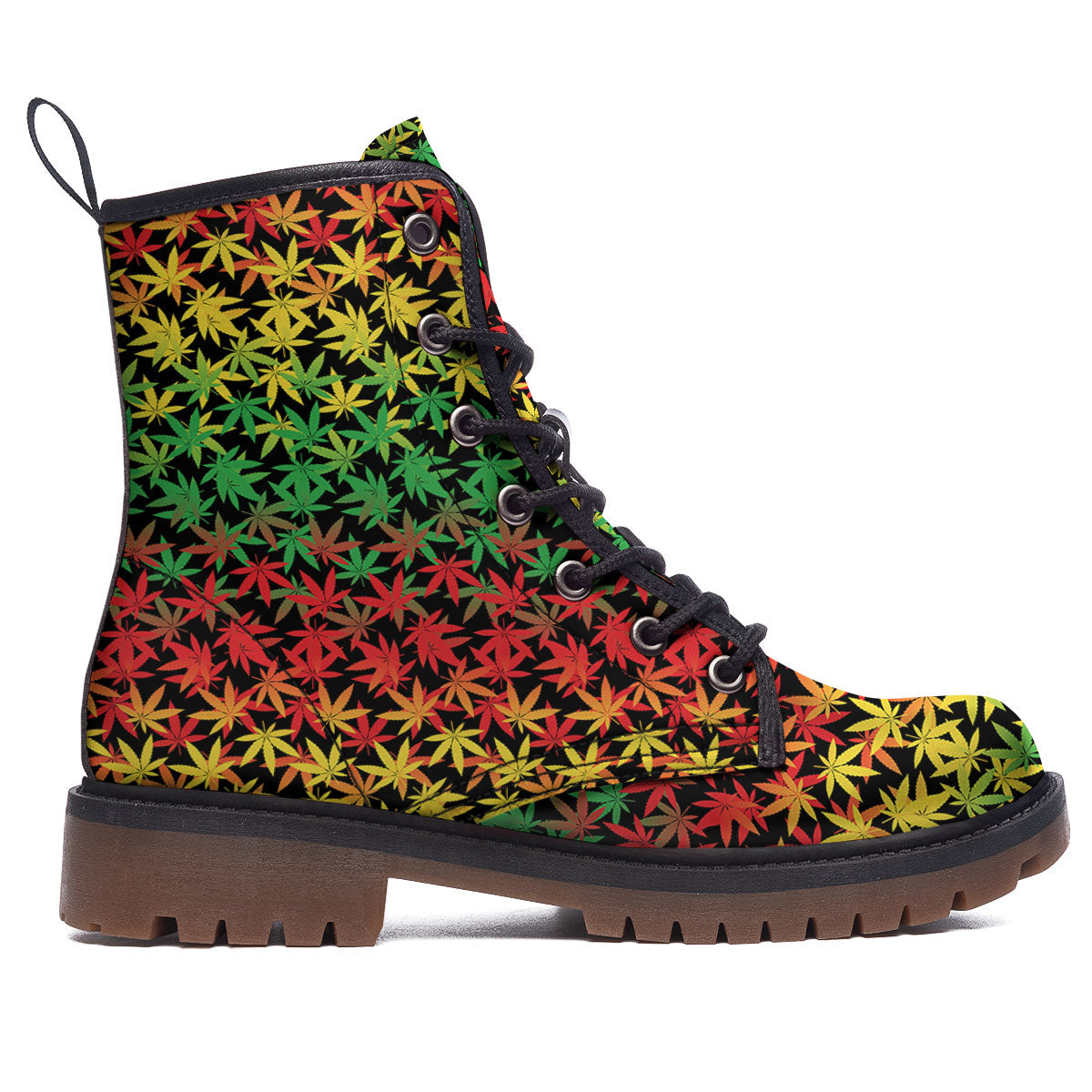 Reggae Hemp Leaves Print Pattern Work Boots-grizzshop