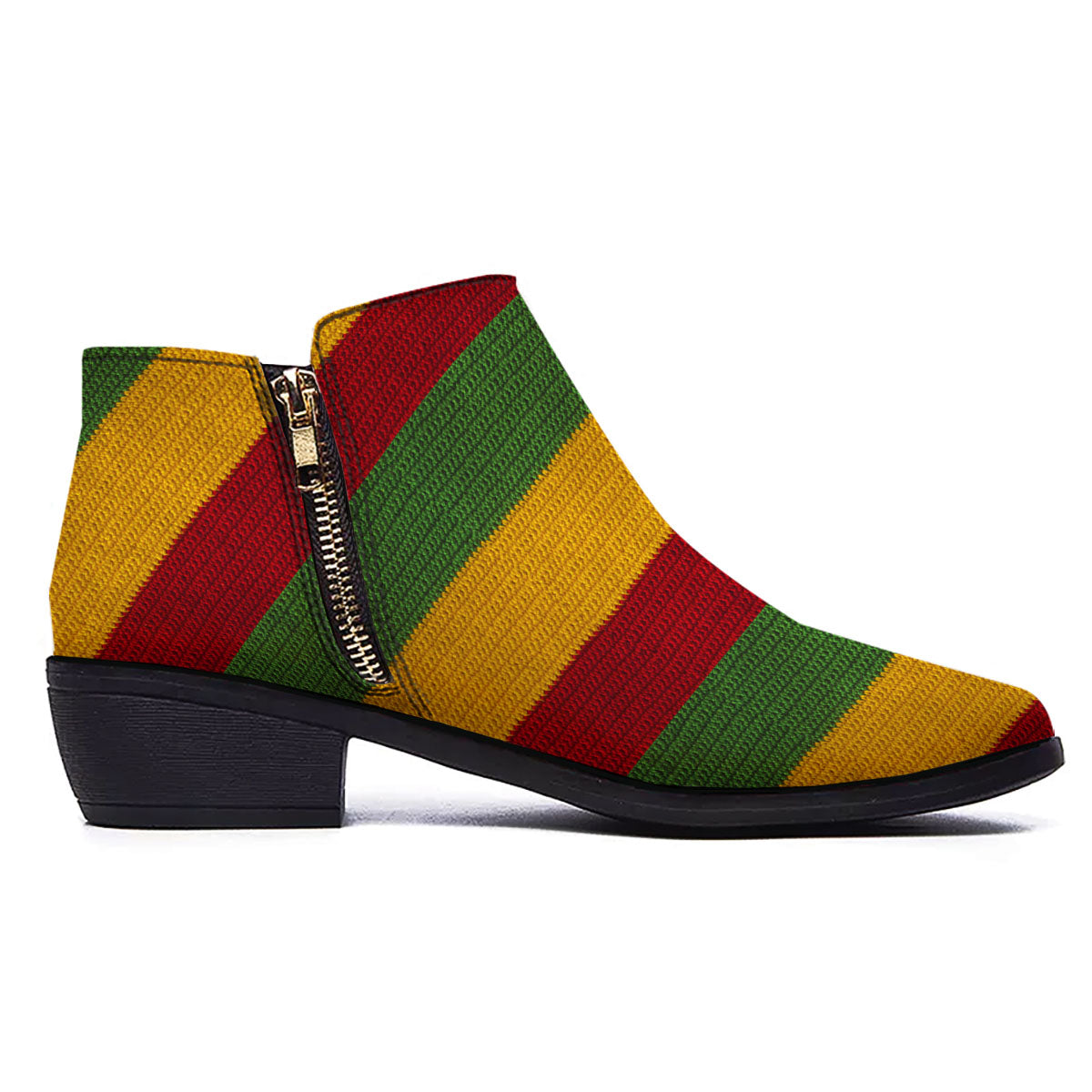 Reggae Knitted Print Pattern Ankle Boots-grizzshop