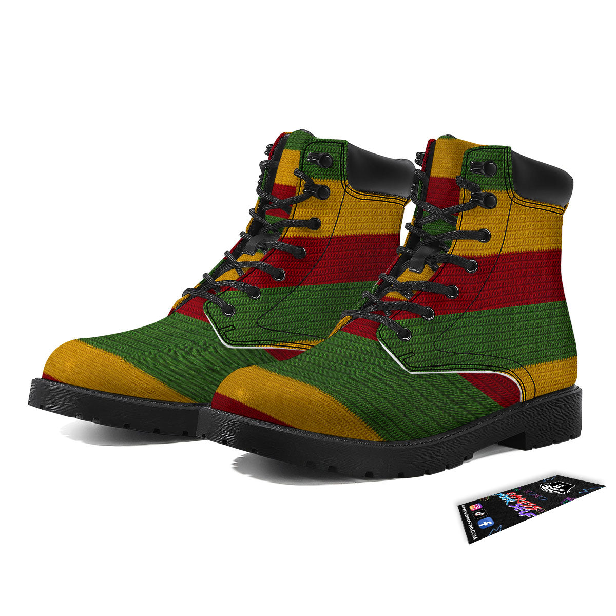 Reggae Knitted Print Pattern Boots-grizzshop