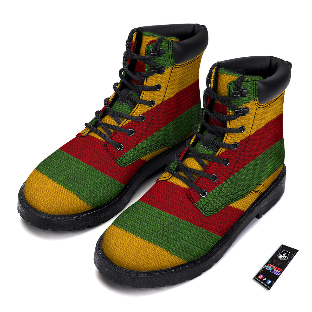 Reggae Knitted Print Pattern Boots-grizzshop