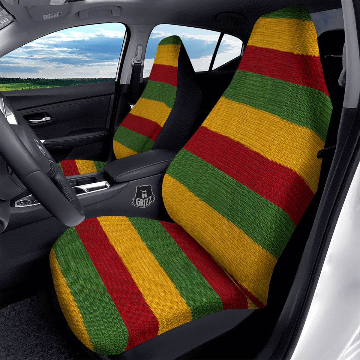 Reggae Knitted Print Pattern Car Seat Covers-grizzshop