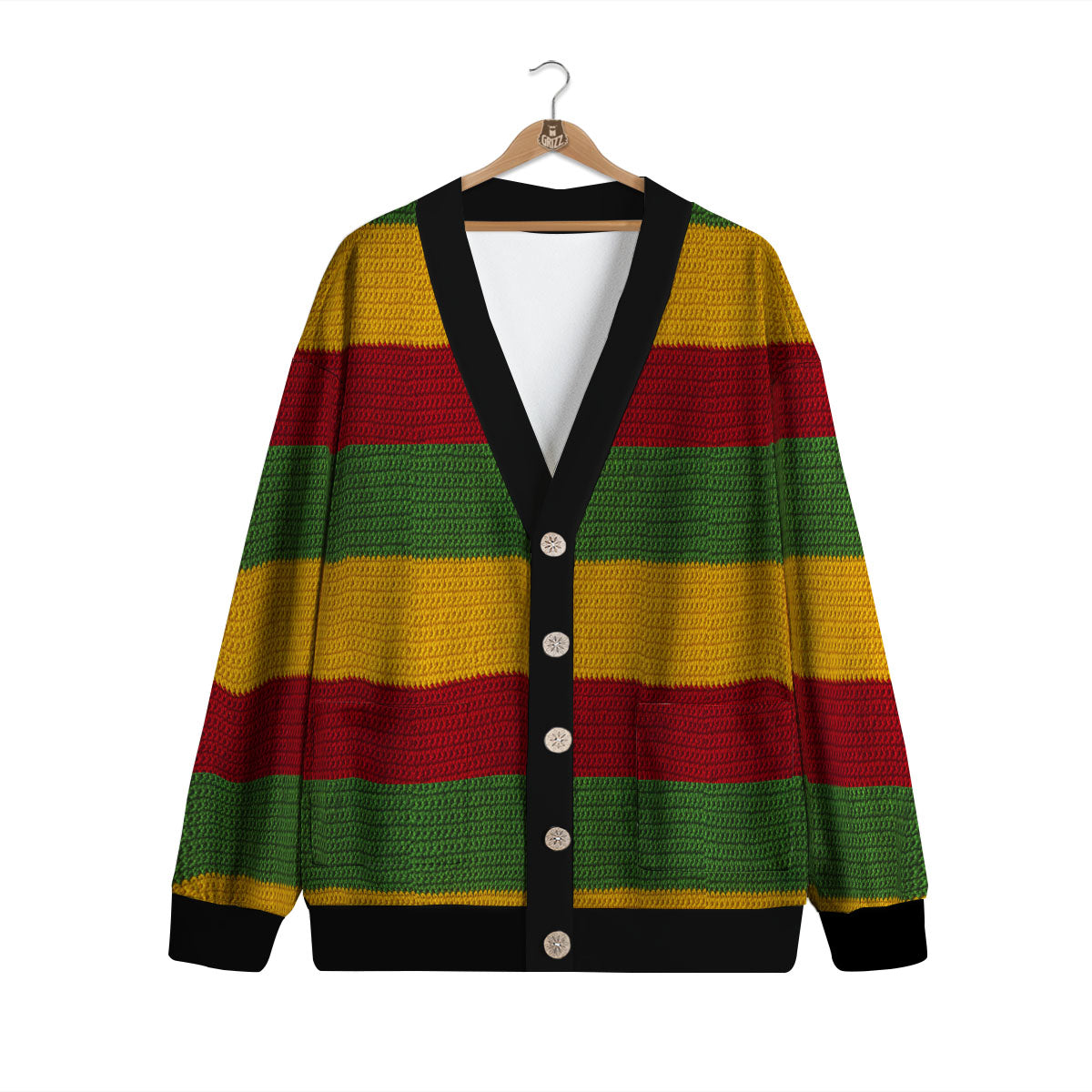Reggae Knitted Print Pattern Cardigan-grizzshop