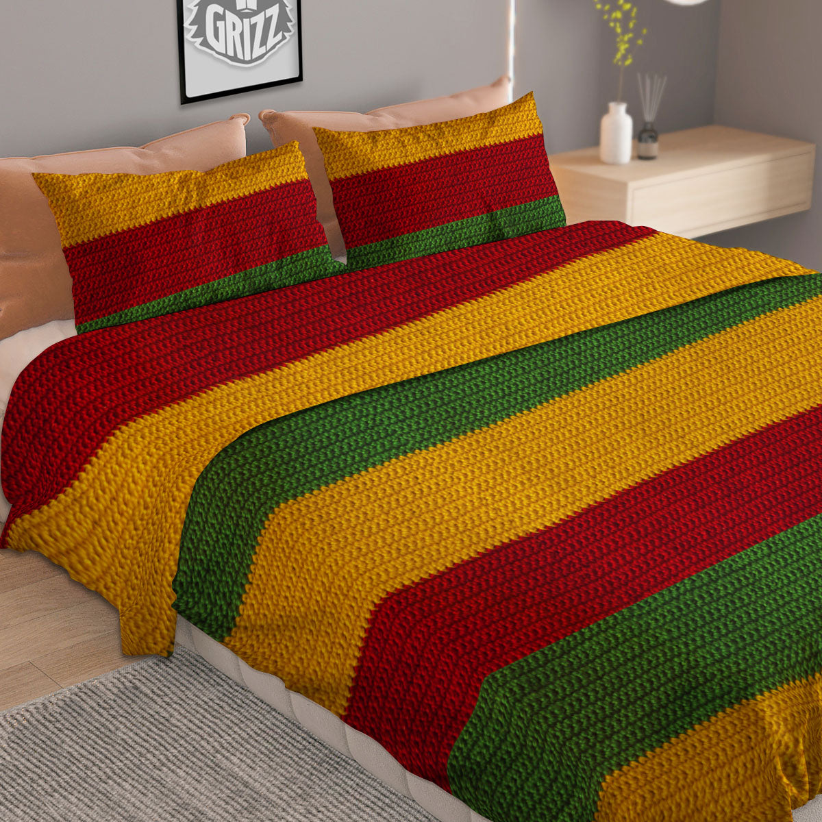 Reggae Knitted Print Pattern Duvet Cover Bedding Set-grizzshop