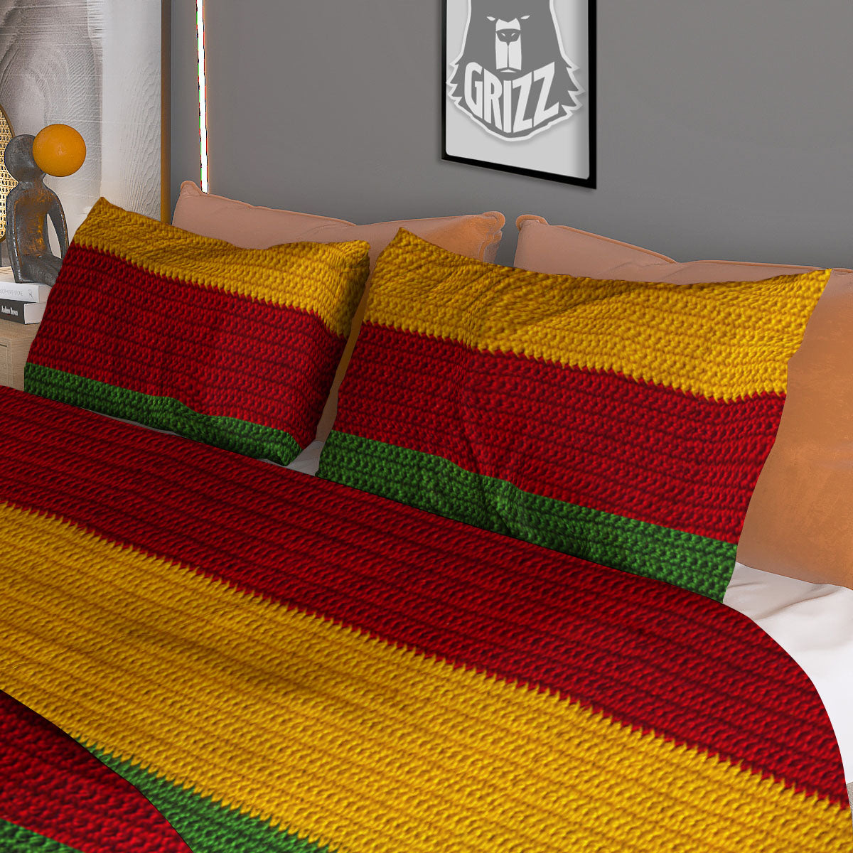 Reggae Knitted Print Pattern Duvet Cover Bedding Set-grizzshop