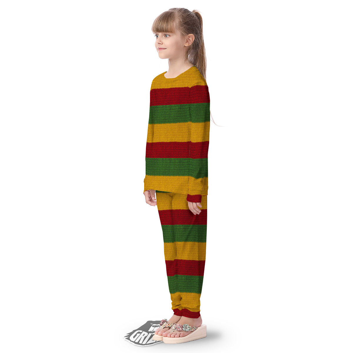 Reggae Knitted Print Pattern Kid's Pajamas-grizzshop