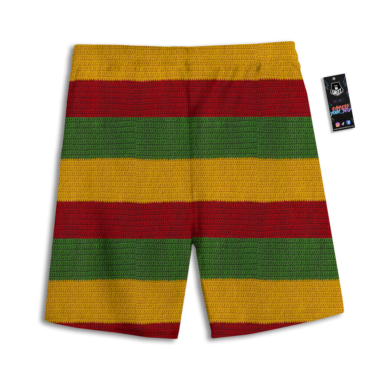 Reggae Knitted Print Pattern Men's Athletic Shorts-grizzshop