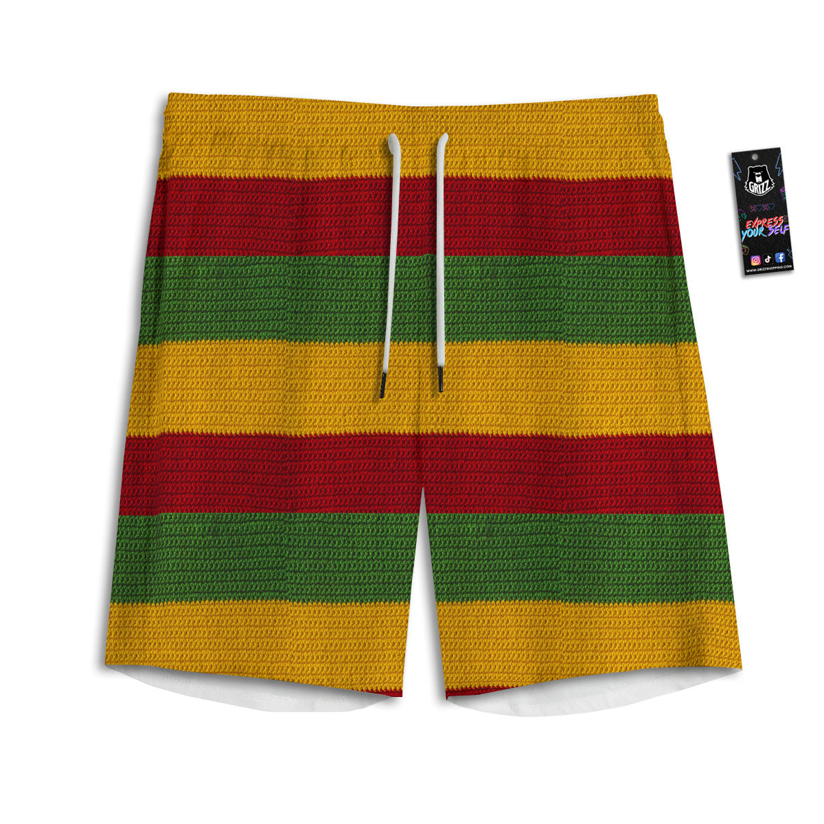 Reggae Knitted Print Pattern Men's Athletic Shorts-grizzshop