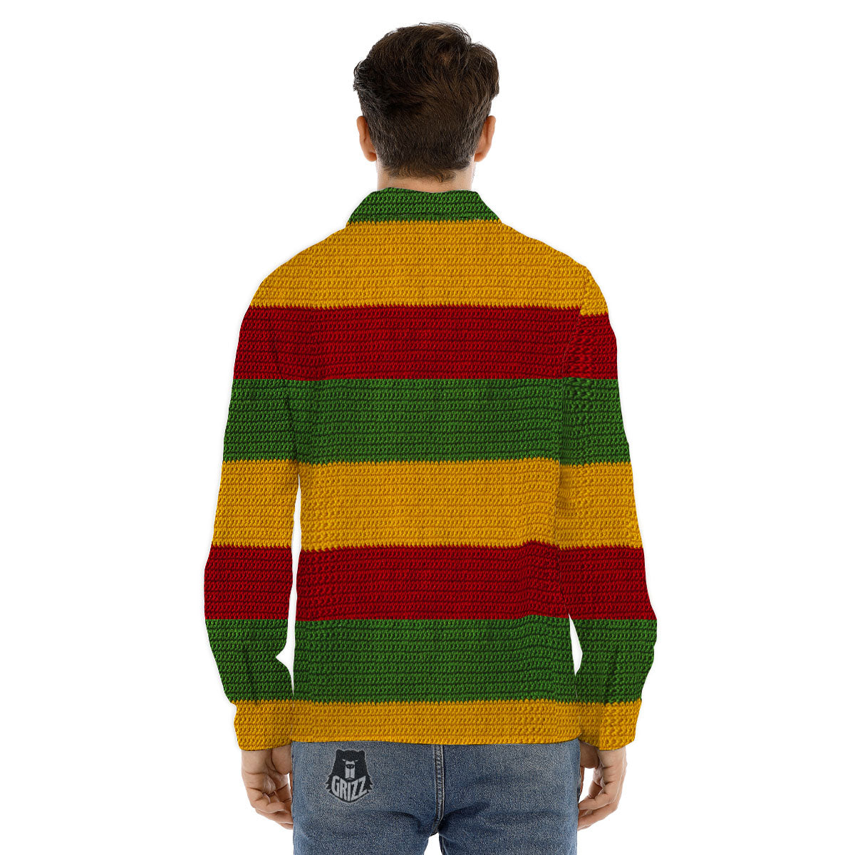 Reggae Knitted Print Pattern Men's Dress Shirts-grizzshop