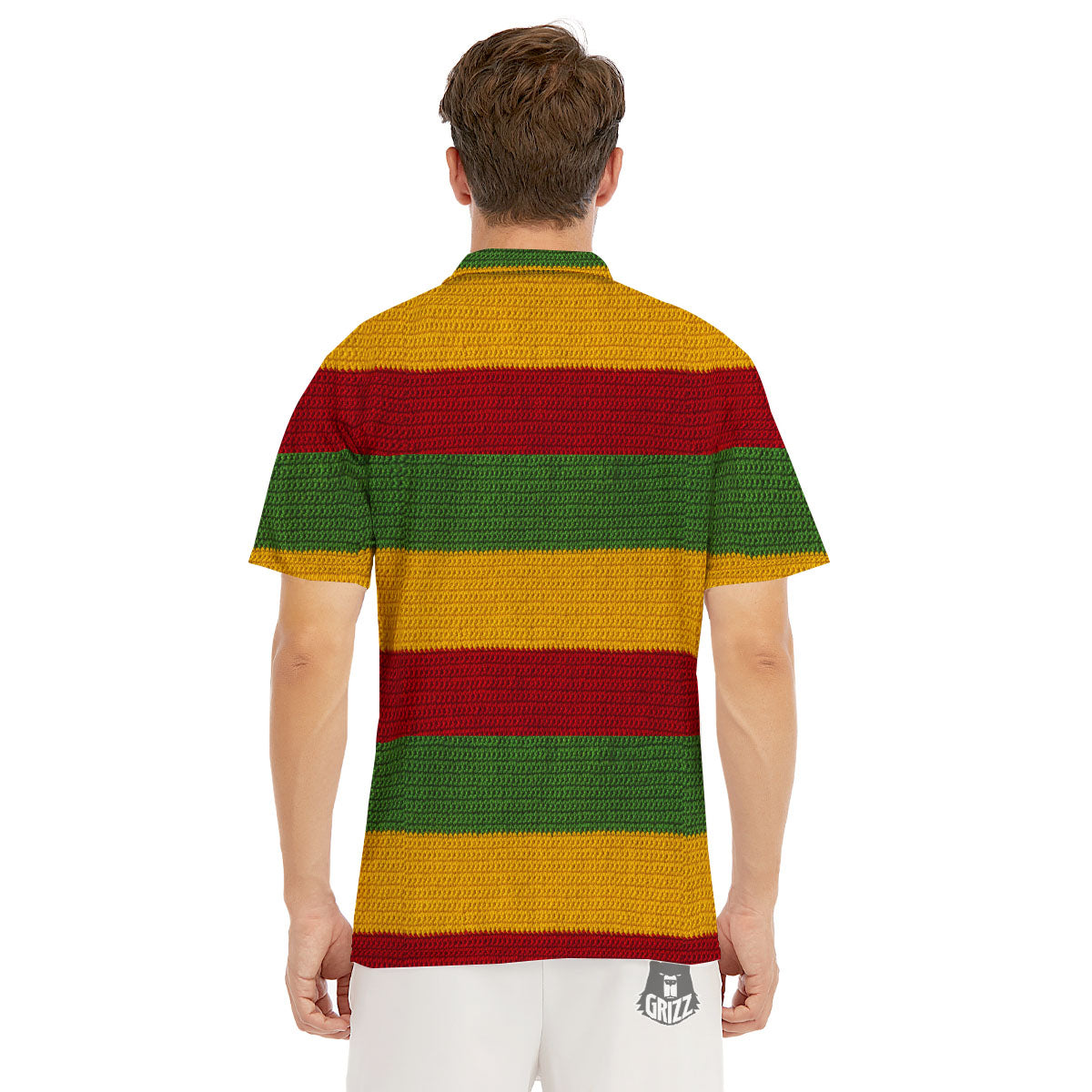 Reggae Knitted Print Pattern Men's Golf Shirts-grizzshop