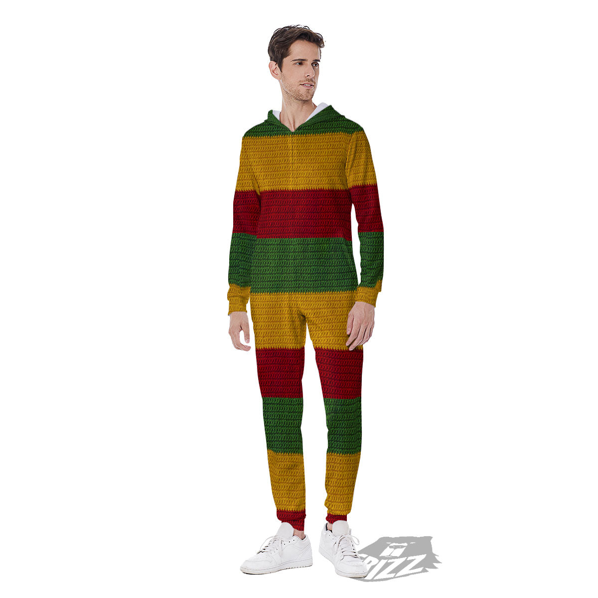 Reggae Knitted Print Pattern Men's Jumpsuit-grizzshop