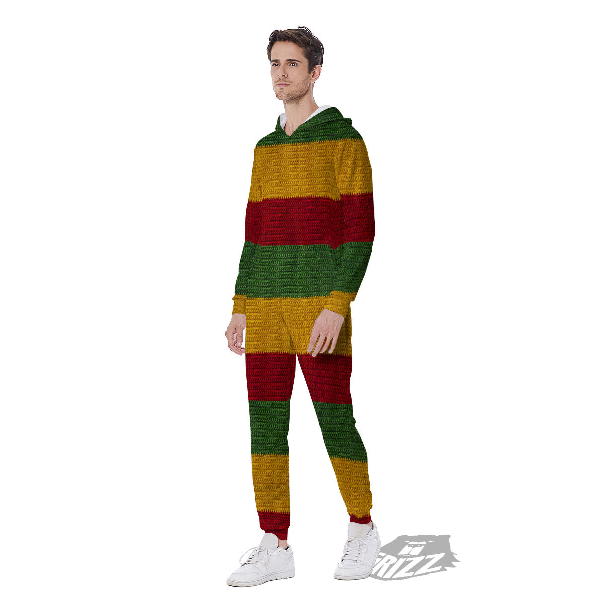 Reggae Knitted Print Pattern Men's Jumpsuit-grizzshop
