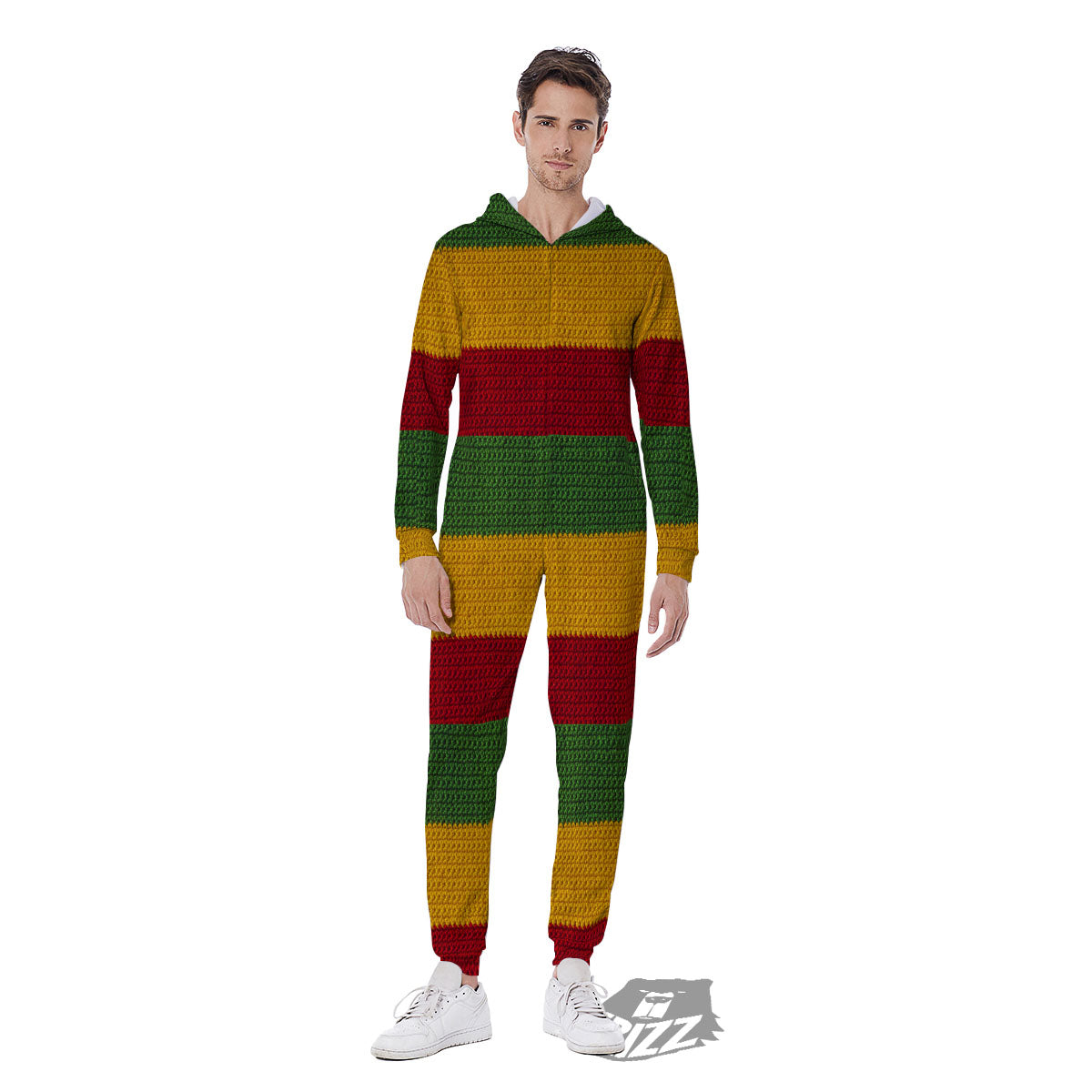 Reggae Knitted Print Pattern Men's Jumpsuit-grizzshop