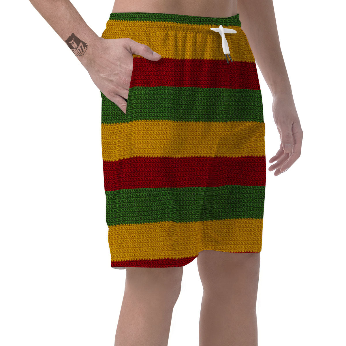Reggae Knitted Print Pattern Men's Shorts-grizzshop